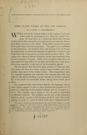 Cover of: Some plant names of the Ute Indians by Chamberlin, Ralph Vary