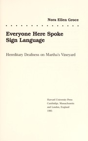 Cover of: Everyone here spoke sign language by Nora Ellen Groce