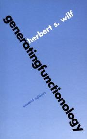 Cover of: Generatingfunctionology by Herbert S. Wilf