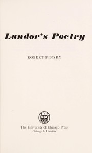 Cover of: Landor's poetry by 