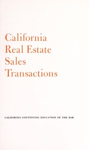 Cover of: California real estate sales transactions. | Mendel H. Lieberman