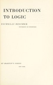 Cover of: Introduction to logic.