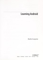 Cover of: Learning Android by Marko Gargenta