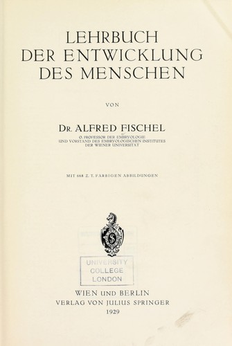 Lehrbuch der entwicklung des menschen by Fischel, Alfred