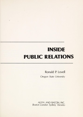 Inside public relations by Ronald P. Lovell