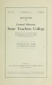 Cover of: Experimental work in the training school | Central Missouri State Teachers College