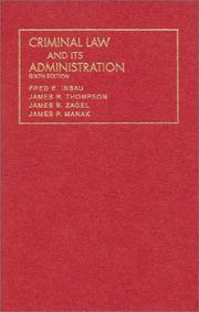 Cover of: Criminal law and its administration