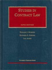 Cover of: Studies in contract law