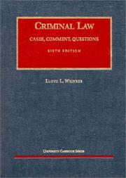 Cover of: Weinreb's Criminal Law, 6th