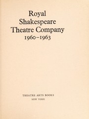 Cover of: Royal Shakespeare Theatre Company, 1960-1963. | 