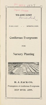 Cover of: Coniferous evergreens for nursery planting | H.J. Zack Co