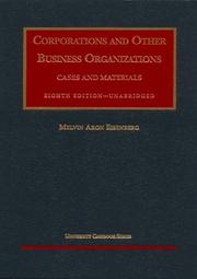Cover of: Corporations and Other Business Organizations by Melvin Aron Eisenberg