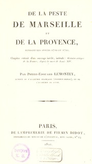 Cover of: De la peste de Marseille et de la Provence pendant ... 1720 et 1721