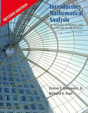 Cover of: Introductory Mathematical Analysis for Business, Economics and Life and Social Sciences by Ernest F. Haeussler, Richard P. Paul, Tech Laurel Technical Services, Ernest F. Haeussler, Richard S. Paul, Tech Laurel
