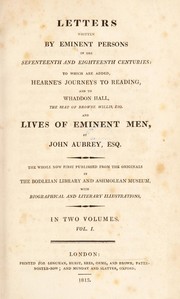 Cover of: Letters written by eminent persons in the 17th and 18th centuries: to which are added, Hearne