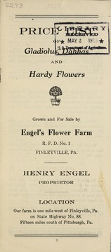 Cover of: Price list of gladiolus, dahlias and hardy flowers | Engel