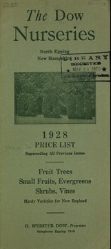 Cover of: 1928 price list superseding all previous issues [of] fruit trees, small fruits, evergreens, shrubs, vines, hardy varieties for New England by Dow Nurseries