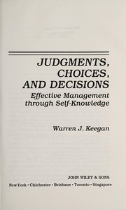 Cover of: Judgements, choices and decisions | WarrenJ Keegan