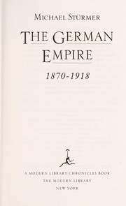 Cover of: The German Empire, 1870-1918