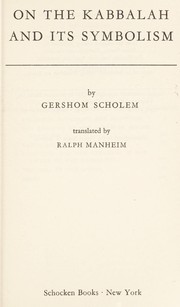 Cover of: On the Kabbalah and its symbolism