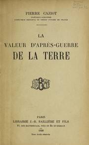 Cover of: La valeur d'apre  s-guerre de la terre