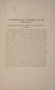 Cover of: Representative government and the common law | Emmet O