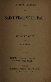 Cover of: Lettres choisies de Saint Vincent de Paul