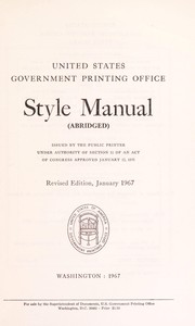 Cover of: Style manual (abridged) by United States Government Printing Office