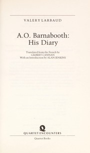 Cover of: A.O. Barnabooth: his diary