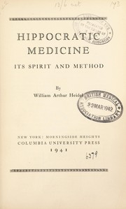 Cover of: Hippocratic medicine | William Arthur Heidel