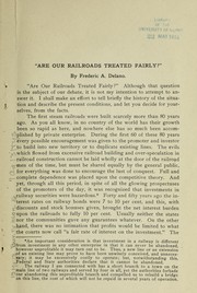 Cover of: Are our railroads treated fairly? | Frederic Adrian Delano