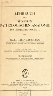 Cover of: Lehrbuch der speziellen Pathologischen Anatomie by Eduard Kaufmann