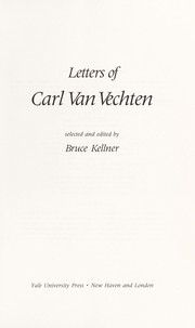 Cover of: Letters of Carl Van Vechten by Carl Van Vechten