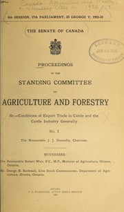 Cover of: PROCEEDINGS OF CANADA PARLIAMENT SENATE STANDING COMMITTEE ON AGRICULTURE AND FORESTRY | CANADA.  PARLIAMENT.  SENATE.  STANDING COMMITTEE ON AGRICULTURE AND FORESTRY