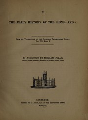 Cover of: On the early history of the signs + and - | Augustus De Morgan