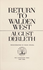 Return to Walden West by August Derleth