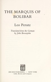 Marques de Bolibar by Leo Perutz