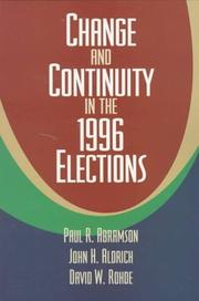 Cover of: Change and continuity in the 1996 elections