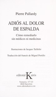 Cover of: Adiós al dolor de espalda by Pierre Pallardy