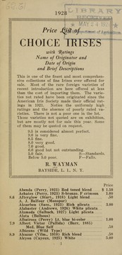 Cover of: Price list of choice irises with ratings, name of orginator and date of origin and brief descriptions | Robert Wayman (Firm)