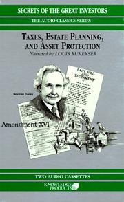 Cover of: Taxes, Estate Planning And Asset Protection (Secrets of the Great Investors)