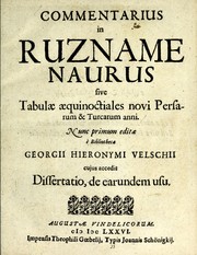 Cover of: Commentarius in Ruzname Naurus, sive, Tabulae aequinoctiales novi Persarum & Turcarum anni
