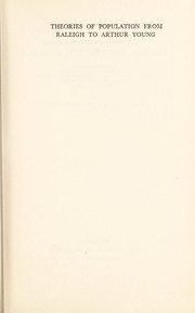 Cover of: Theories of population from Raleigh to Arthur Young by James Bonar