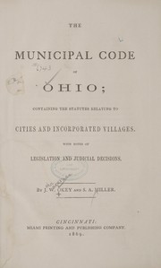Cover of: The Municipal code of Ohio