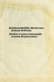 Cover of: Quaestiones in Aristotelis Metaphysicam.