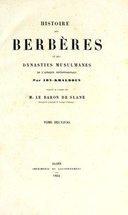 Cover of: Histoire des berbères et des dynasties musulmanes de l'Afrique septentrionale