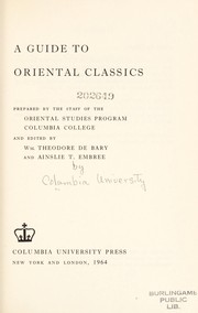 Cover of: A guide to Oriental classics. by Columbia College (Columbia University)