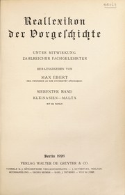 Cover of: Reallexikon der Vorgeschichte: unter Mitwirkung zahlreicher Fachgelehrter