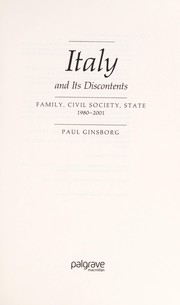 Cover of: Italy and its discontents by Paul Ginsborg