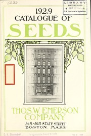 Cover of: 1929 catalogue of seeds